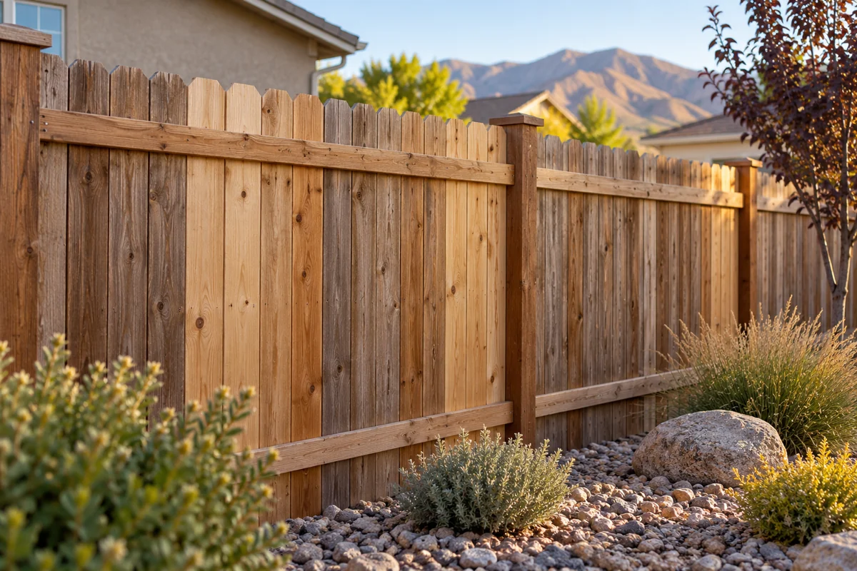 Service illustration of a repaired wood fence